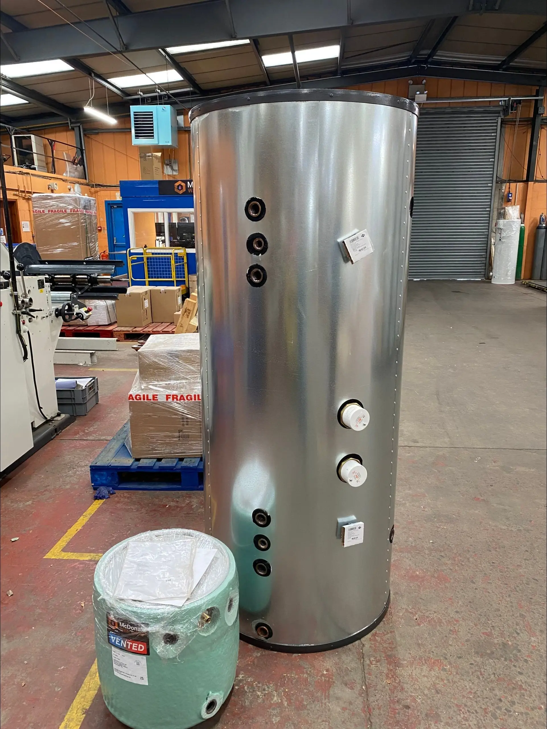 A stainless steel store in the workshop, ready to go out