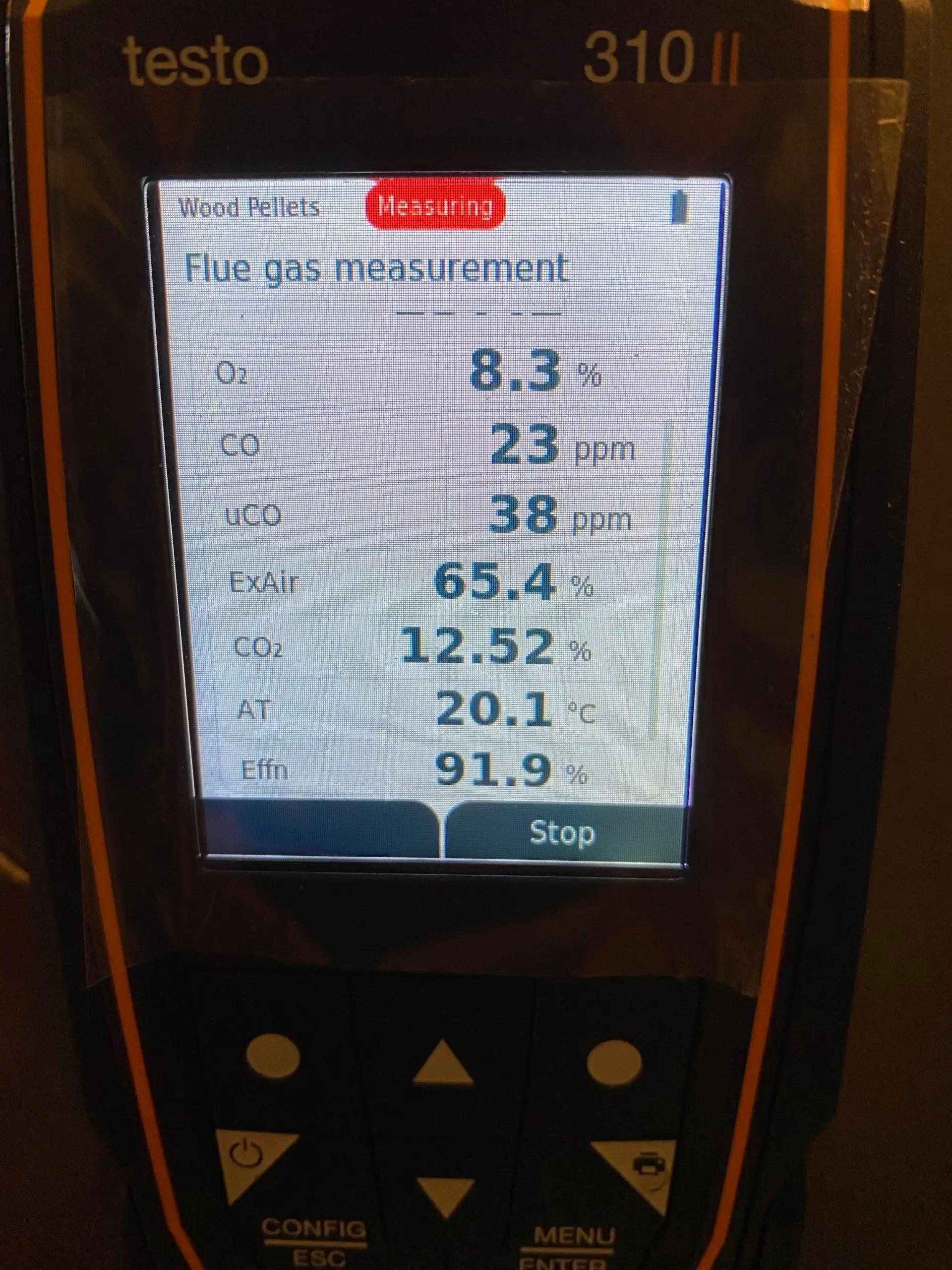 Gas analysis of a Hargassner pellet boiler